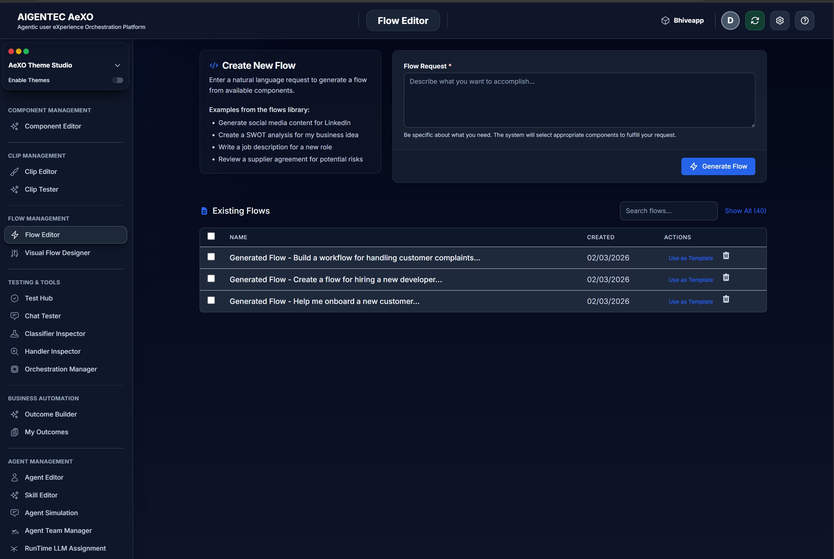 AeXO flow editor screenshot